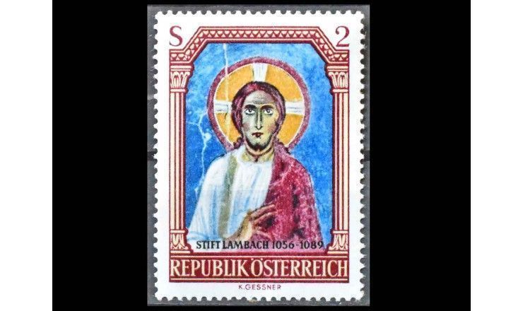 Австрия 1967 г. "Христос, фреска в аббатстве Ламбах"