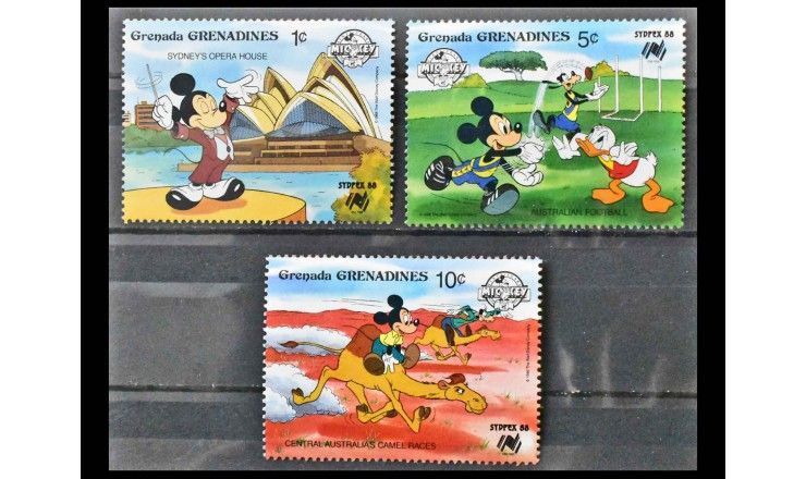 Гренада и Гренадины 1988 г. "Национальная выставка марок SYDPEX`88, Сидней; 60 лет Микки Маусу"