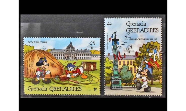 Гренада и Гренадины 1989 г. "Международная выставка марок PHILEXFRANCE`89, Париж: Персонажи Уолт Диснея"