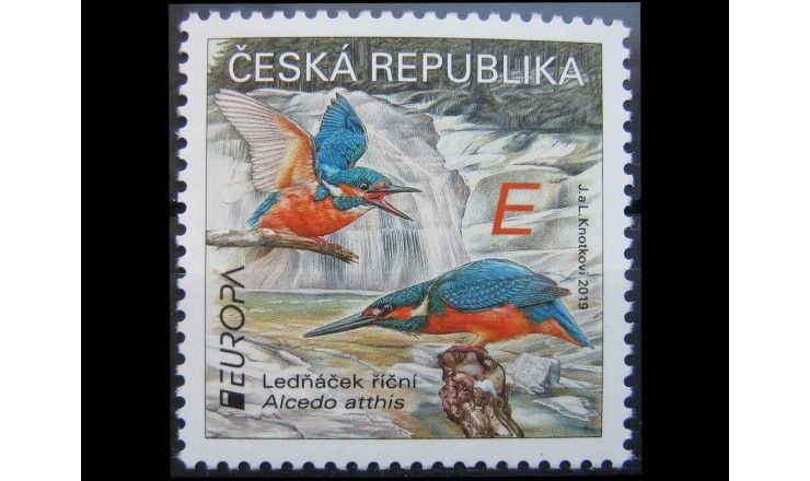 Чехия 2019 г. "Европа: Национальные птицы - Зимородок"