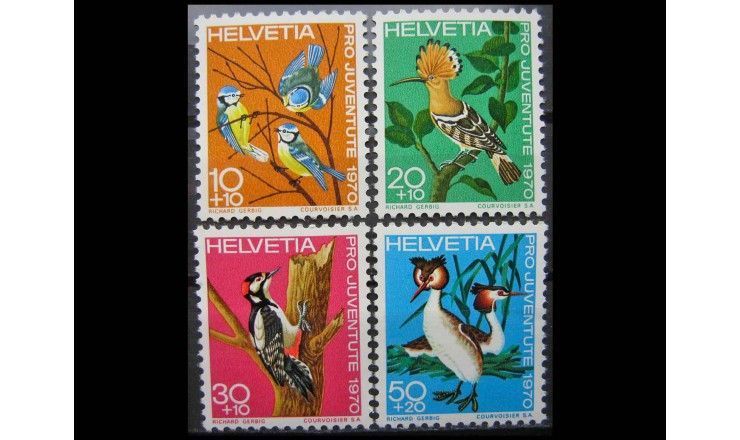 Швейцария 1970 г. "Благотворительная организация Pro Juventute: Местные птицы"