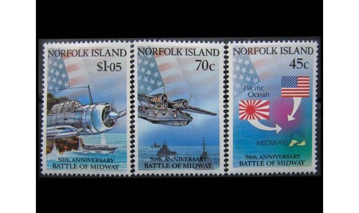 Остров Норфолк 1992 г. "50 лет битве у атолла Мидуэй"