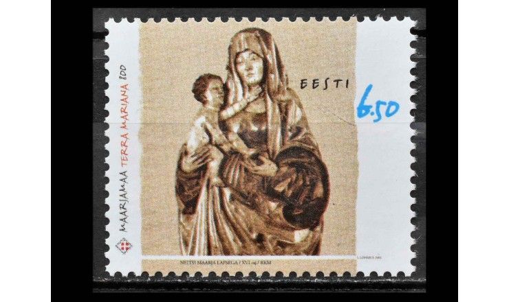 Эстония 2001 г. "Деревянная фигура Марии из Церкви Святого Николая, Таллинн"