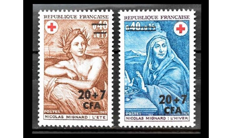 Реюньон 1969 г. "Красный Крест"  (надпечатка)