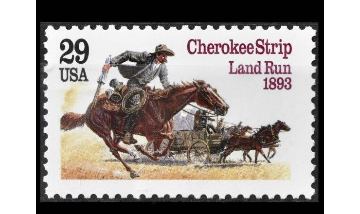 США 1993 г. "100 лет сухопутному пробегу Cherokee Strip Land Run"