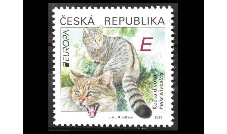 Чехия 2021 г. "ЕВРОПА: Вымирающая национальная дикая природа - Дикая кошка"
