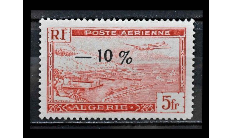 Алжир 1947 г. "Самолет над гаванью Алжира" (надпечатка)