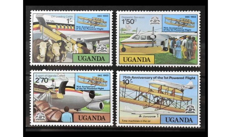 Уганда 1978 г. "75 лет первому полету братьев Райт"