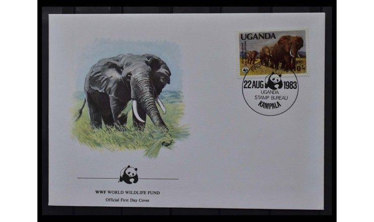 Уганда 1983 г. "Всемирный фонд дикой природы: Африканский слон" FDC