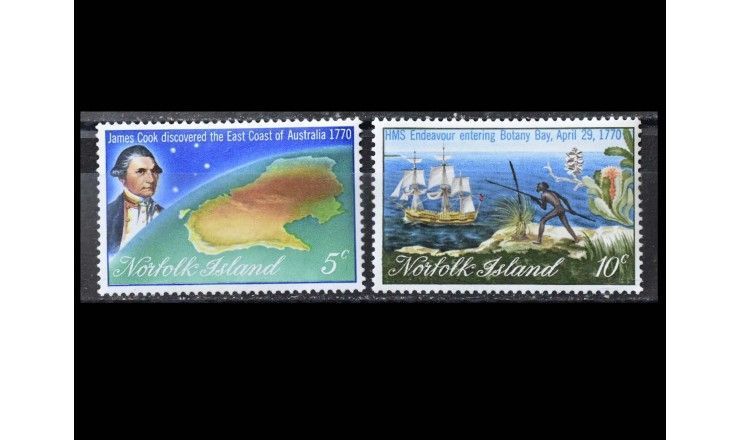 Остров Норфолк 1970 г. "200 лет со дня открытия восточного побережья Австралии капитаном Куком"