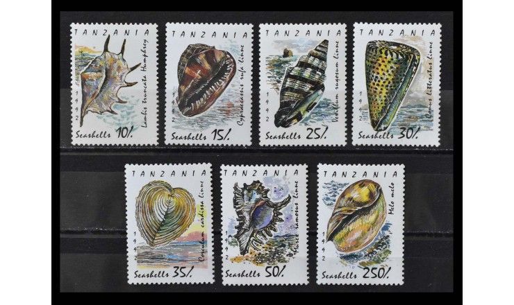 Танзания 1992 г. "Морские улитки и моллюски" 