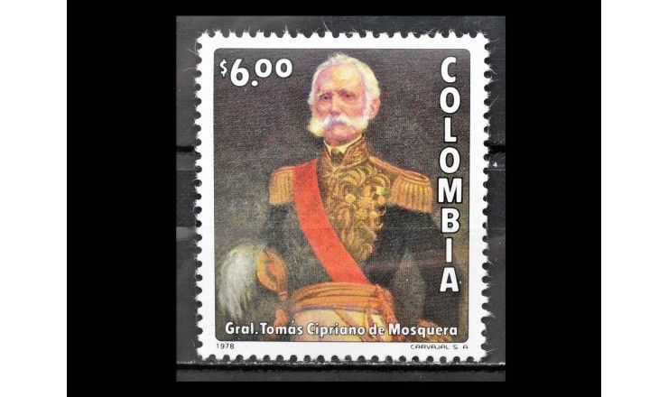 Колумбия 1978 г. "Столетие смерти генерала Томаса Сиприано де Москера"