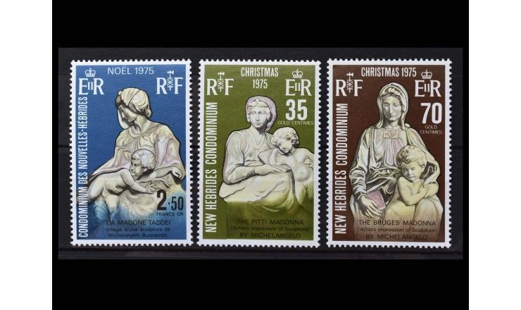Новые Гебриды 1975 г. "Рождество: Скульптуры Микеланджело (1475-1564)"