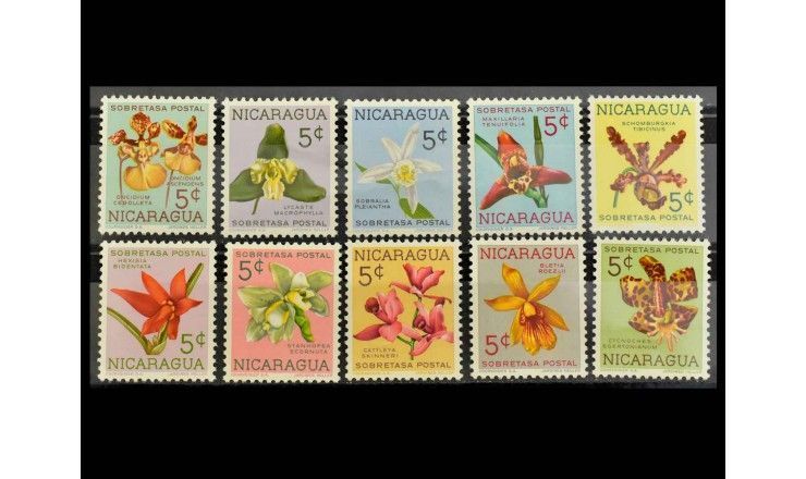 Никарагуа 1962 г. "Орхидеи" (доплатные)