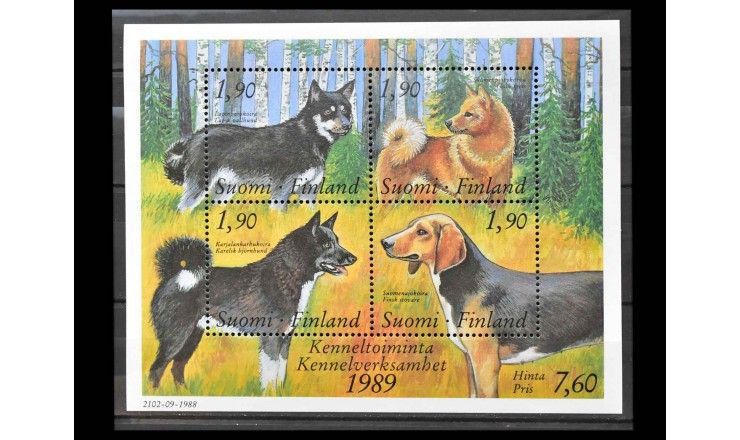 Финляндия 1989 г. "100 лет Союзу собаководов Финляндии"
