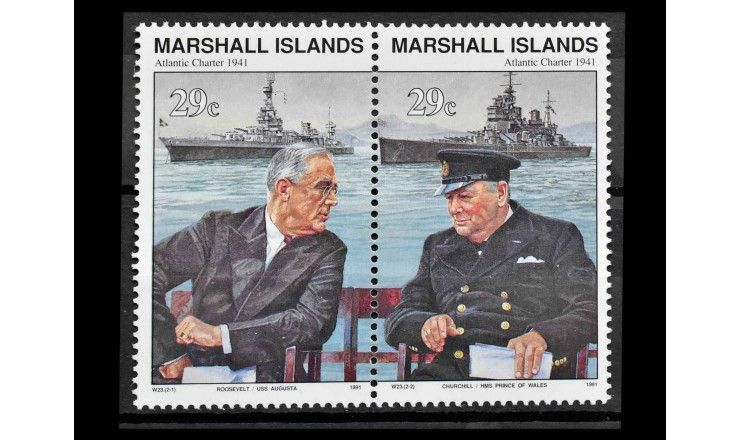 Маршалловы Острова 1991 г. "Рузвельт и Черчилль"  