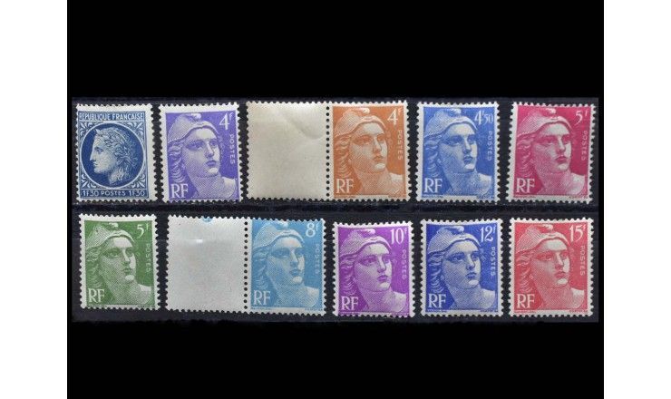 Франция 1947/1949 гг. "Стандартные марки: Церера и Марианна де Гандон"