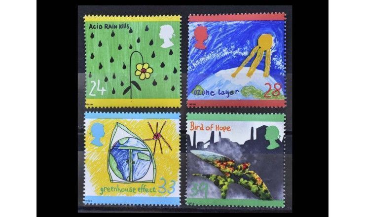 Великобритания 1992 г. "Защита окружающей среды. Детские рисунки"