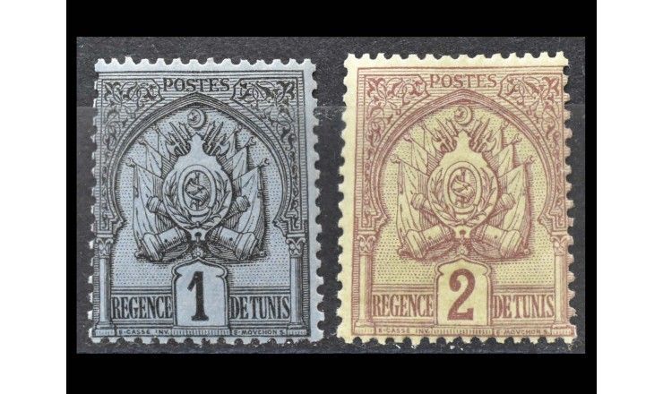 Французский протекторат Тунис 1888 г. "Стандартные марки: Герб на точечном фоне"