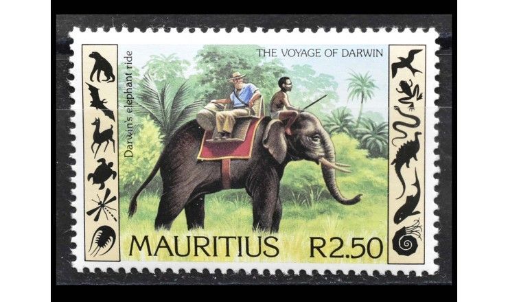 Маврикий 1982 г. "100-летие смерти Чарльза Дарвина и 150-летие его кругосветного путешествия"