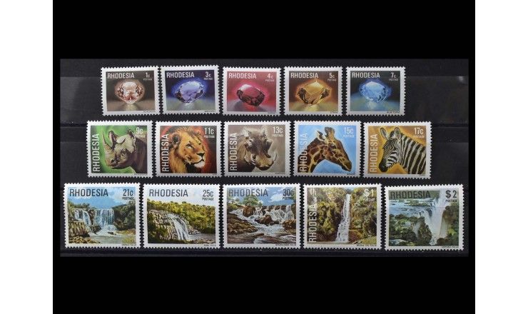 Родезия 1978 г. "Стандартные марки: Драгоценные камни, животные, водопады"