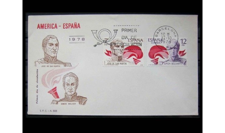 Испания 1978 г. "Испано-американская история: Борцы за независимость" FDC 