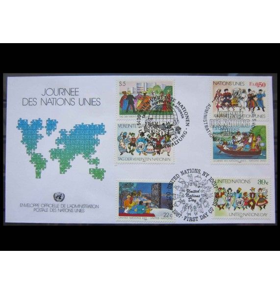 ООН (Вена-Женева-Нью-Йорк) 1987 г. "День ООН" FDC ООН (Вена-Женева-Нью-Йорк) 1987 г. "День ООН" FDC