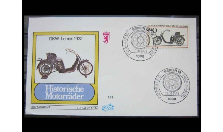 Западный Берлин 1983 г. "Исторические мотоциклы" FDC