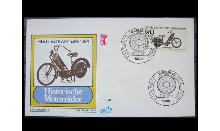 Западный Берлин 1983 г. "Исторические мотоциклы" FDC 