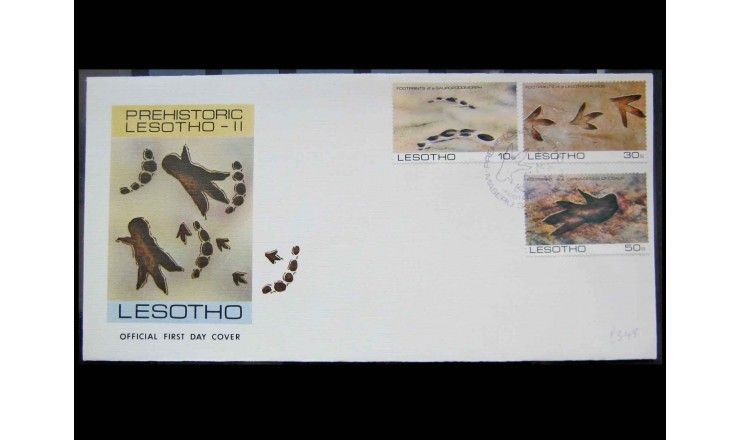 Лесото 1984 г. "Окаменевшие следы доисторических животных" FDC