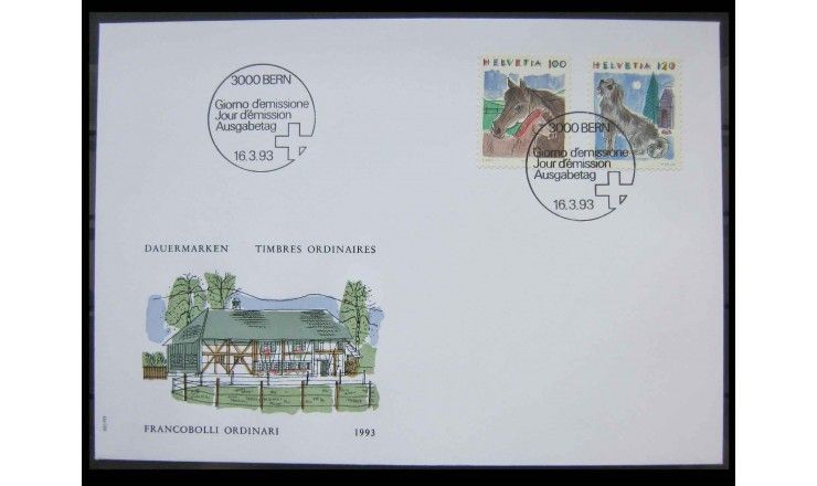 Швейцария 1993 г. "Стандартные марки: Животные" FDC