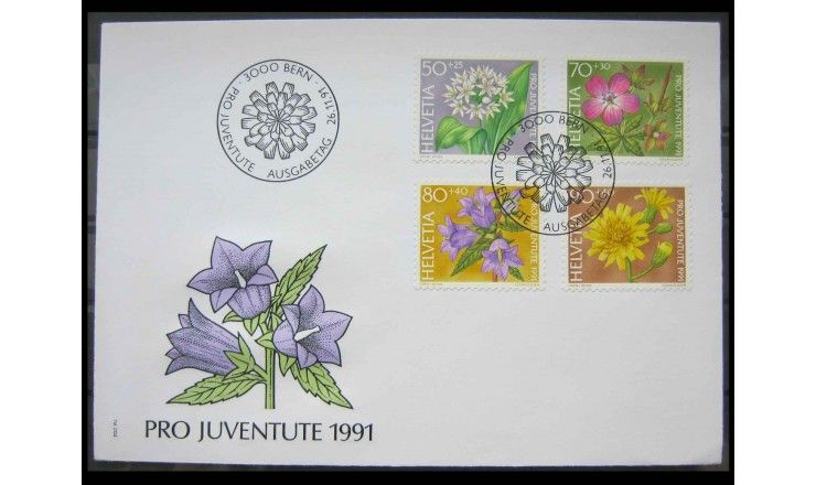 Швейцария 1991 г. "Полевые цветы" FDC