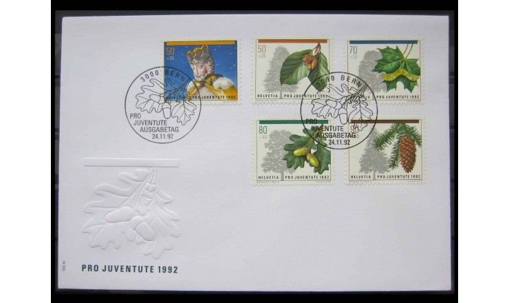 Швейцария 1992 г. "Рождество; Лесные деревья" FDC