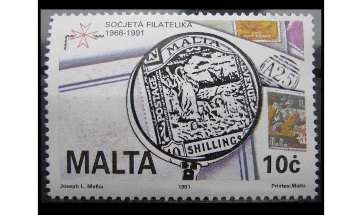 Мальта 1991 г. "25 лет обществу филателистов"