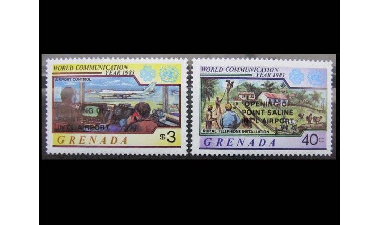 Гренада 1984 г. "Открытие аэропорта Пойнт-Салин" (надпечатка)